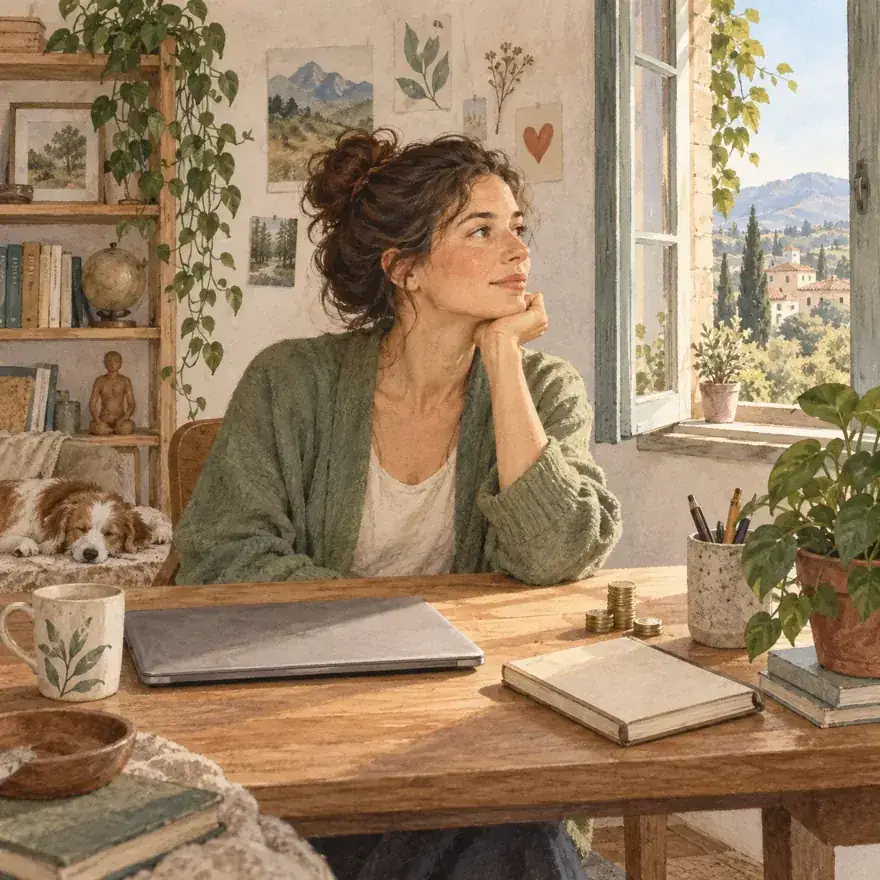 Illustration thème travail, argent et sens
